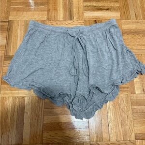 POL Gray Ruffle Hem Shorts